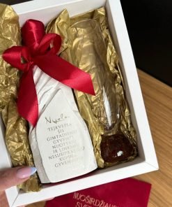 Mažas sveikinimo butelis su dėžute | KAMPAI + vokas pinigams