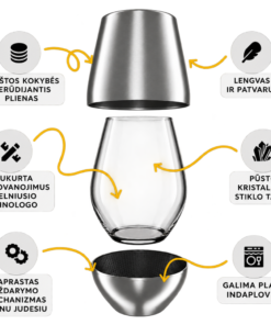 Alternative view of Vyno taurės su nerūdyjančio plieno dėklu | 2 vnt. su dėžute